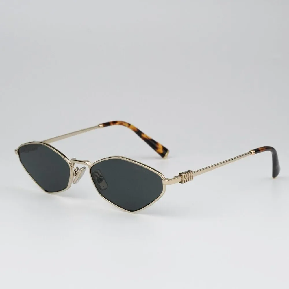 NEW Miu Miu MU56ZS ZVN5S0 Pale Gold Dark Grey Geometric Unisex Sunglasses